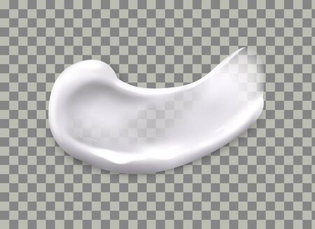 White cream. Cosmetic beauty thick isolated vector gel texture smear for makeup or body skin careのイラスト素材