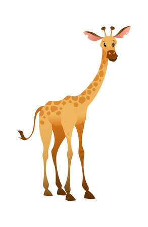 Jungle wild giraffe. Colorful beautiful safari, circus or zoo cartoon animal, wildlife trendy exotic childish print, african fauna. Vector single isolated illustrationのイラスト素材