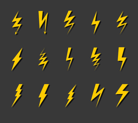Lightning bolt icon set.