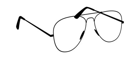 Glasses silhouettes. Black eyewear vintage hipster eyeglasses, vector isolated on white line illustration.のイラスト素材