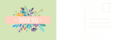 Thank you postcard. Abstract background with golden shapes and gray decorative paint, grateful letter template, holiday thanksgiving day modern design invitation and greeting cards vector illustrationのイラスト素材