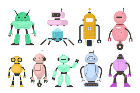 Kids robots. Electronic toys different configurationのイラスト素材