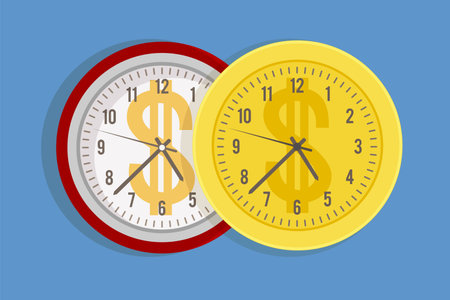 Working time cost. Expensive price for minutes and hours metaphor. Watch dial with dollar sign....