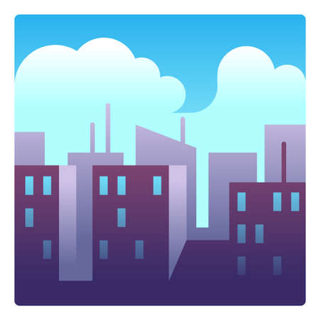 City landscape in daylight. Skycrapers on blue sky with cloudsのイラスト素材