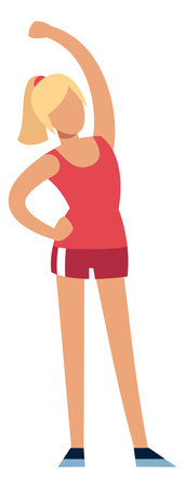 Girl exercising. Sport woman stretching. Athlete trainingのイラスト素材