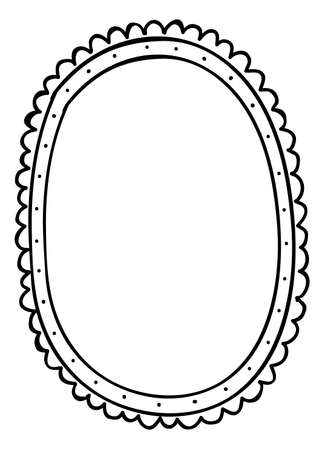 Cute oval frame template. Doodle mirror. Empty shapeのイラスト素材