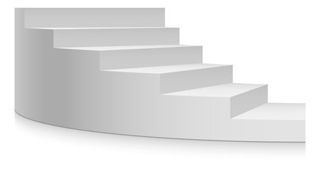 Half turn stairs mockup. 3d white realistic staircaseのイラスト素材
