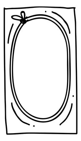 Cute oval picture frame. Blank portrait templateのイラスト素材