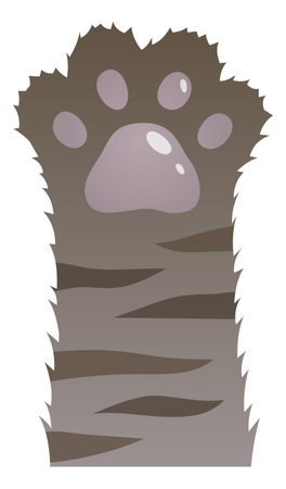 Cat paw. Gray fur with stripes feline foortprintのイラスト素材