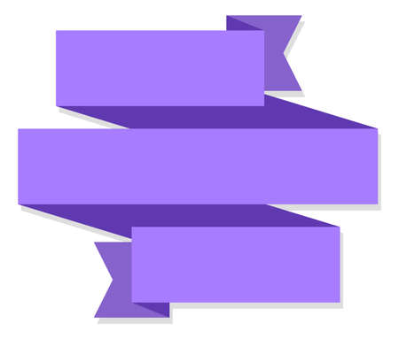 Purple sticker ribbon. Empty text flag bannerのイラスト素材