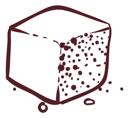 Sugar cubes sketch. Hand drawn sweet lumpのイラスト素材