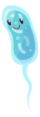 Blue germ. Funny cartoon microbe. Microbiology creatureのイラスト素材