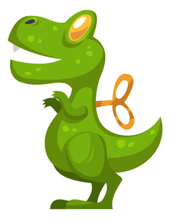 Green dinosaur icon. Cartoon clockwork kid toyのイラスト素材