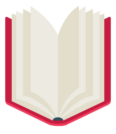 Open book logo. Red hardcover with paper pagesのイラスト素材