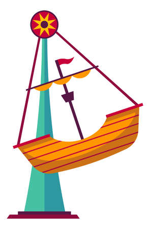 Swinging boat. Amusement park ride. Child amuse swingのイラスト素材