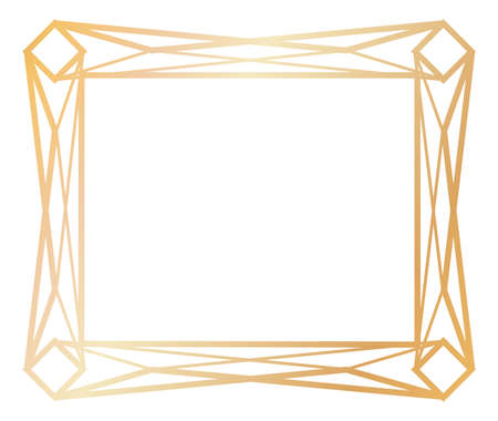 Retro golden frame. Geometric corner line patternのイラスト素材
