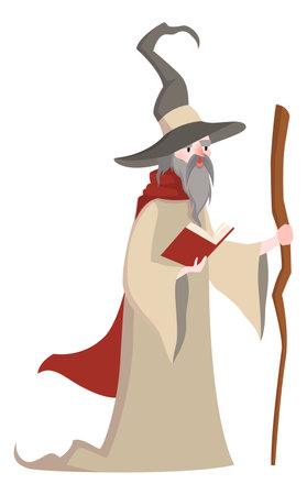 Old wizard character. Medieval sorcerer. Fantasy manのイラスト素材