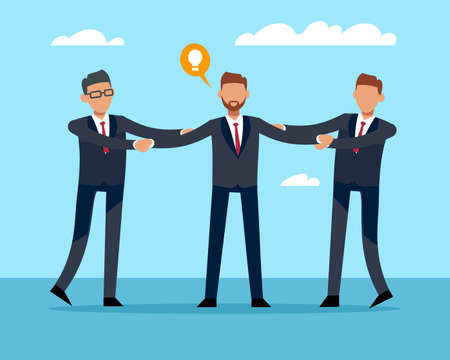 Struggle for valuable employee. Businessman with idea icon, good work and achievement of goals in company, assignment of result, managers buttle, recruitment agency. Vector conceptのイラスト素材