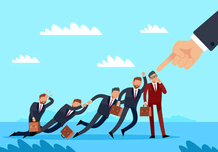 Unemployment, employee dismissal, people despair. Sad jobless businessman, career end, economic crisis, fired person, corporate problems, bankrupt company, vector cartoon flat conceptのイラスト素材