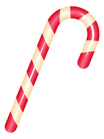 Christmas cane candy. Realistic striped lollipop, sweet xmas traditional dessert, delicious caramel for kids, sugar yummy bonbon, colourful fruit confectionery, vector isolated elementのイラスト素材