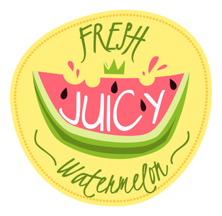 Fresh juicy watermelon label. Farm fruit stickerのイラスト素材