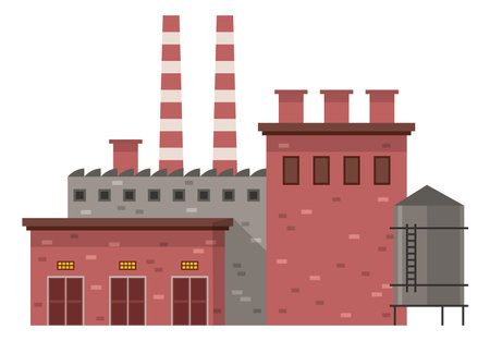 Factory icon. Urban industrial building. Warehouse frontのイラスト素材