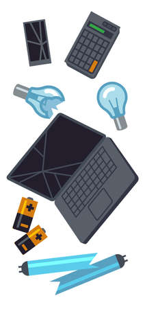 Electronic waste icon. Broken gadgets and devices recycleのイラスト素材