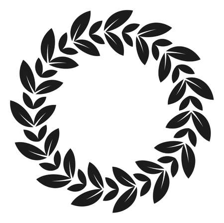 Round laurel foliage frame. Retro badge templateのイラスト素材