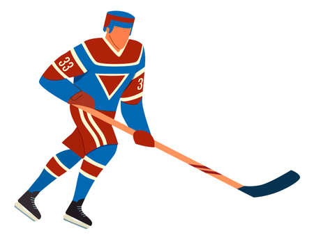 Hockey player on ice. Winter sport active manのイラスト素材
