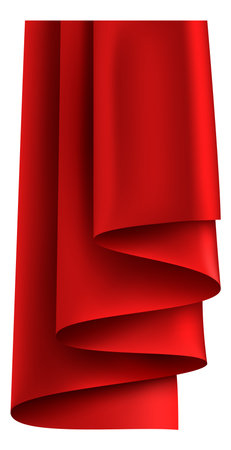 Folding cloth. Red realistic textile. Drapery fabricのイラスト素材