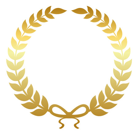 Golden award wreath. Luxury floral decorative frameのイラスト素材