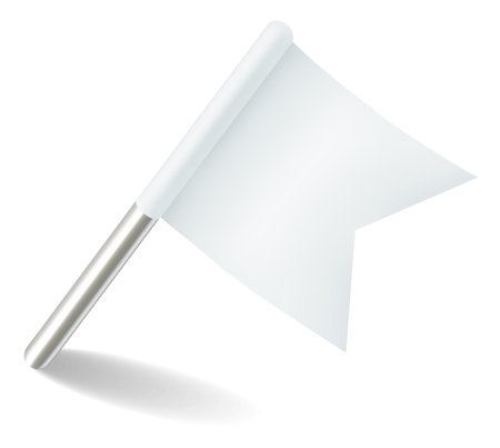 White flag pin mockup. Realistic thumb tackのイラスト素材