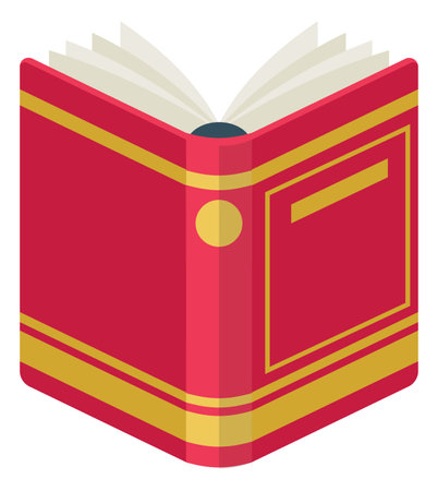 Open red book front view. Publish iconのイラスト素材