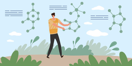 Blockchain, algorithm management, clustering, identification and analysis. Research cyberspace, tiny man and information about crypto mining. Transaction process, vector cartoon conceptのイラスト素材