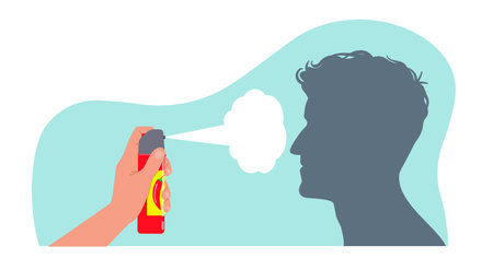 Pepper spray as means of self defense. safety equipment, personal security, tear-gas sign. Tolls for arming against bandits and hooligans. Cartoon flat illustration. Vector conceptのイラスト素材