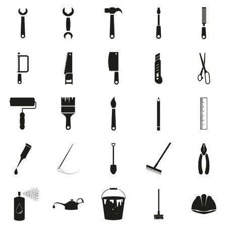 Simple set of tools related vector icons on whiteのイラスト素材
