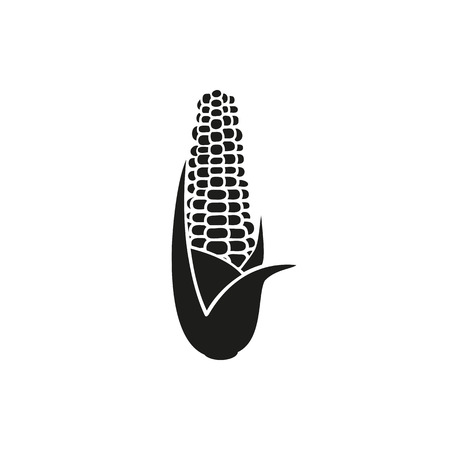 Simple black Corn vector illustration isolated on white background. Elements for companyのイラスト素材