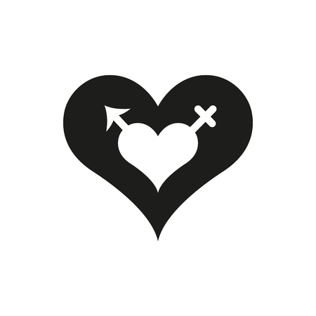Simple minimal black gender symbol icon.  Vector Illustration. On whiteのイラスト素材