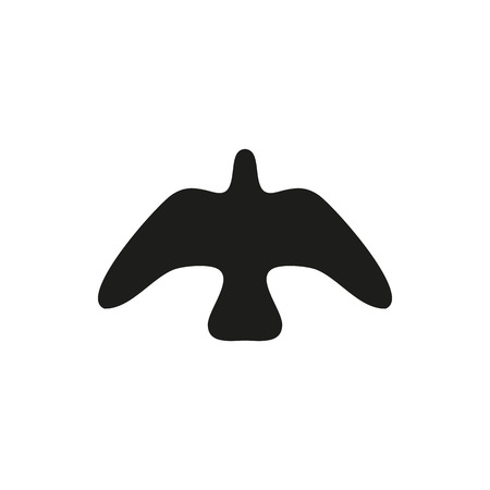 Vector illustration of simple black pigeon dove flying way up on whiteのイラスト素材