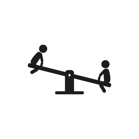 Kids children play on the seesaw playground.vector illustration on white stick figureのイラスト素材