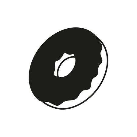 Simple black donut icon style vector illustration isolatedのイラスト素材