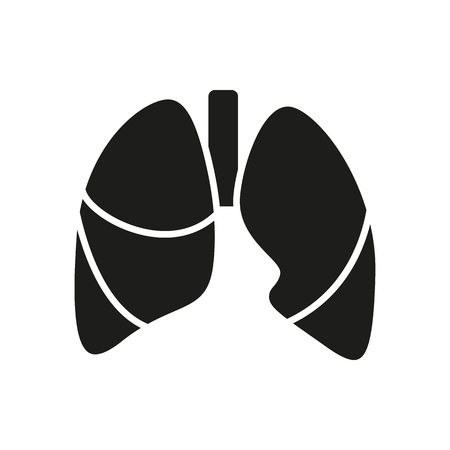 Black simple Medical Lungs icon isolated on white background. Elements for company logos, print products, page and web decor. Vector illustration.のイラスト素材