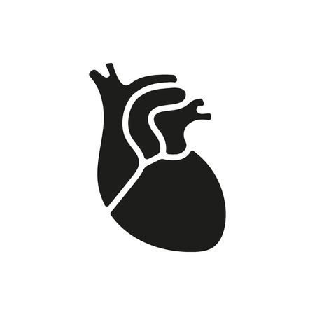 Black simple Medical heart icon isolated on white background. Elements for company logos, print products, page and web decor. Vector illustration.のイラスト素材