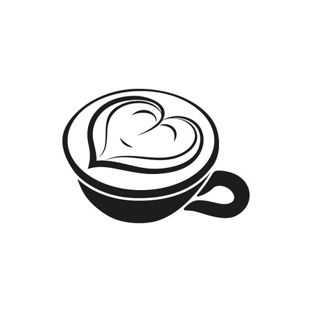 Cappuccino cup with hearts design on top. Coffee cup, vector illustration.のイラスト素材