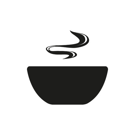 Soup simple black icon isolated on white background. Elements for company print products, page and web decor. Vector illustration.のイラスト素材