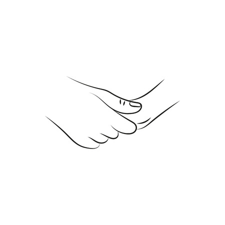 illustration vector drawn female and a male person holding hands Icon Created For Mobile, Web And Applications. Simple black icon isolated on white background. Elements for company print products, page and web decor. Vector illustration.のイラスト素材