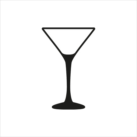 Empty transparent martini glass cup icon Created For Mobile, Web, Decor, Print Products, Applications. Black icon set isolated on button. Vector illustration.のイラスト素材