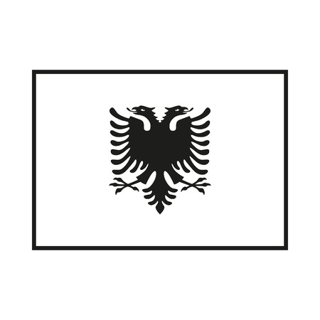 Flag of Albania Icon Created For Mobile, Web, Decor, Print Products, Applications. Simple black icon isolated on white background. Vector illustration.のイラスト素材