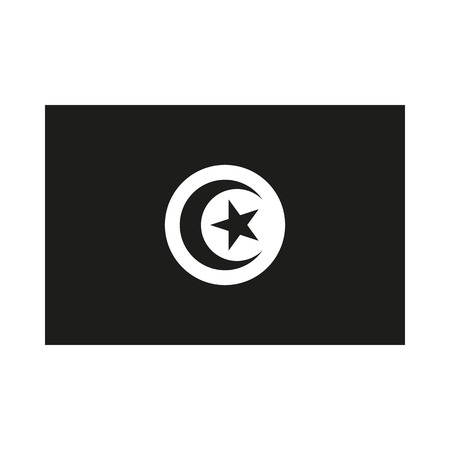 A flag of Tunisia Icon Created For Mobile, Web, Decor, Print Products, Applications. Black icon isolated on white background. Vector illustration.のイラスト素材