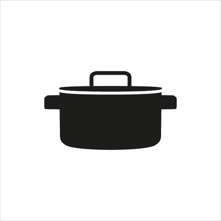 pan, saucepan, pot, casserole, cooker, stewpan icon Created For Mobile, Web, Decor, Print Products, Applications. Black icon set isolated on button. Vector illustration.のイラスト素材